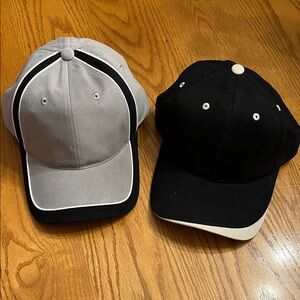 NWOT Men's Black and Gray Baseball Caps - Set of 2